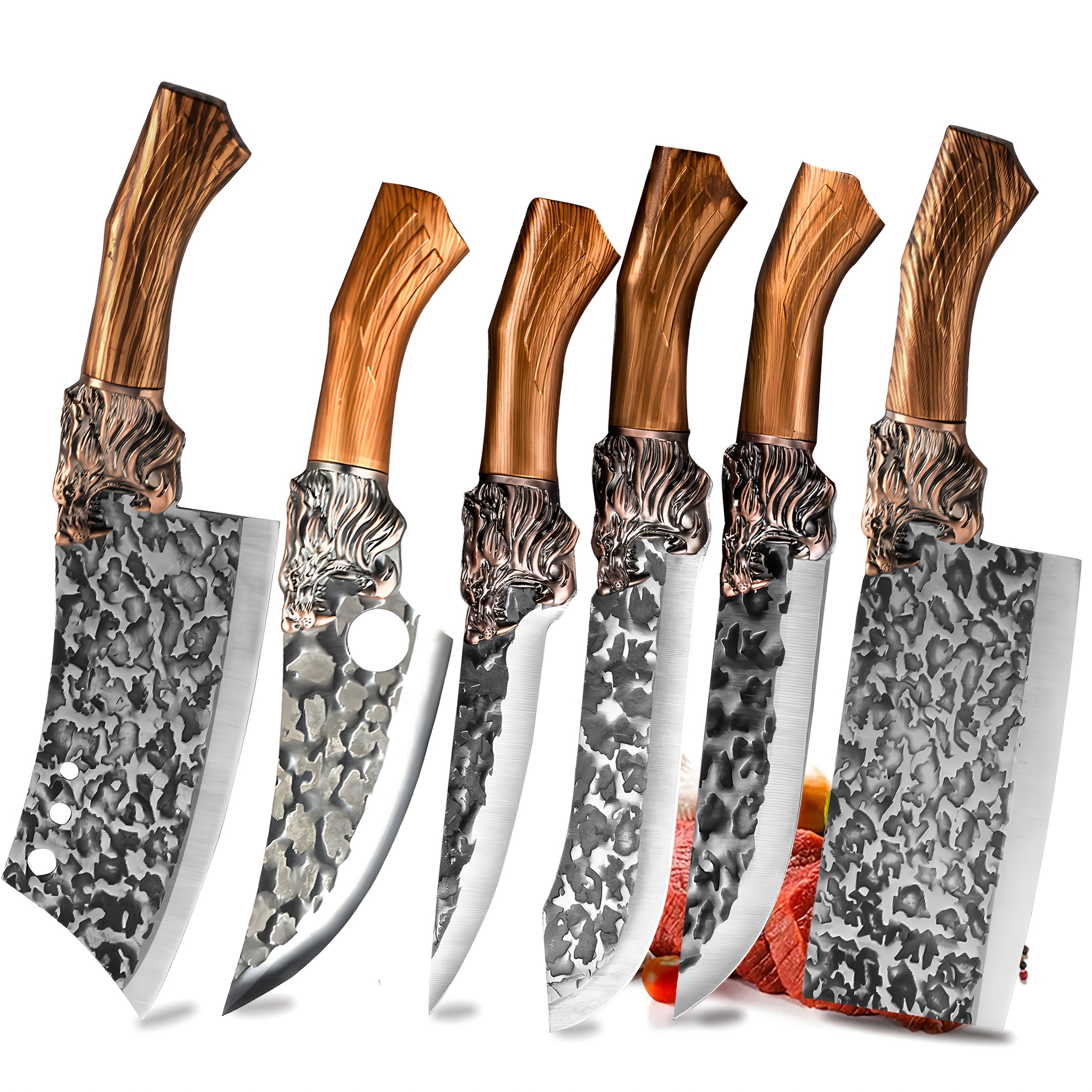 TEMU 6pcs, Professional Kitchen Chef Knife Set, Boning Knife Utility Knife Cutting Knife Fish Knife Butcher Knife For Chinese Chpper Knves Vegetable