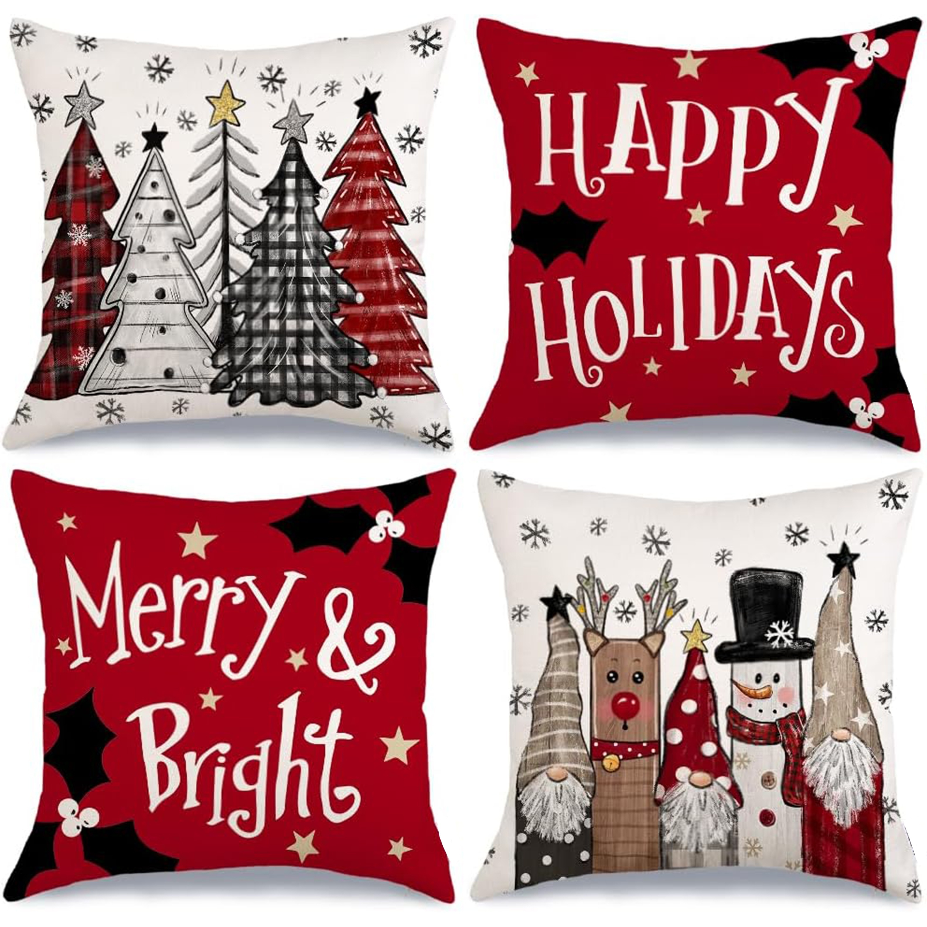 

4- - Christmas 16x16, 18x18, - Polyester, , Zippered, Snowman For