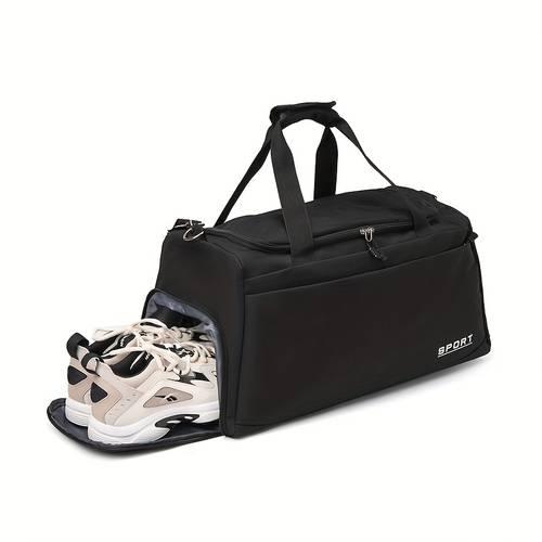 sporty casual travel bag with independent shoe compartment adjustable shoulder strap built in pockets for gym swimming yoga basketball large capacity weekend bag bag secure zipper closure