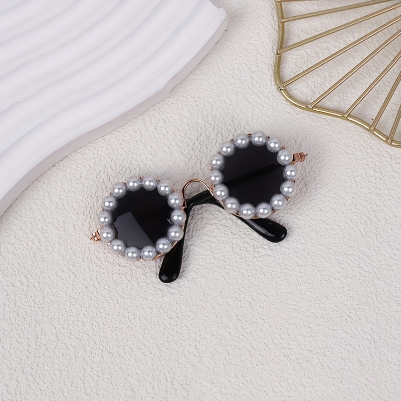 1pc Pet Glasses Pearl Cute Round Glasses Suitable For Cats And Dogs Indoor And Outdoor Universal