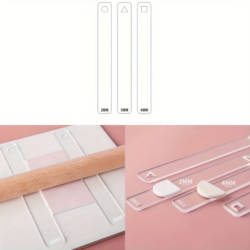 

2pcs Acrylic Clay Rolling Thickness Guides, Transparent Clay Rolling Strips, Diy Pottery & Ceramic Handcraft Tools, Uncharged, Clay Flattening Rulers For Earring Making & Sculpting