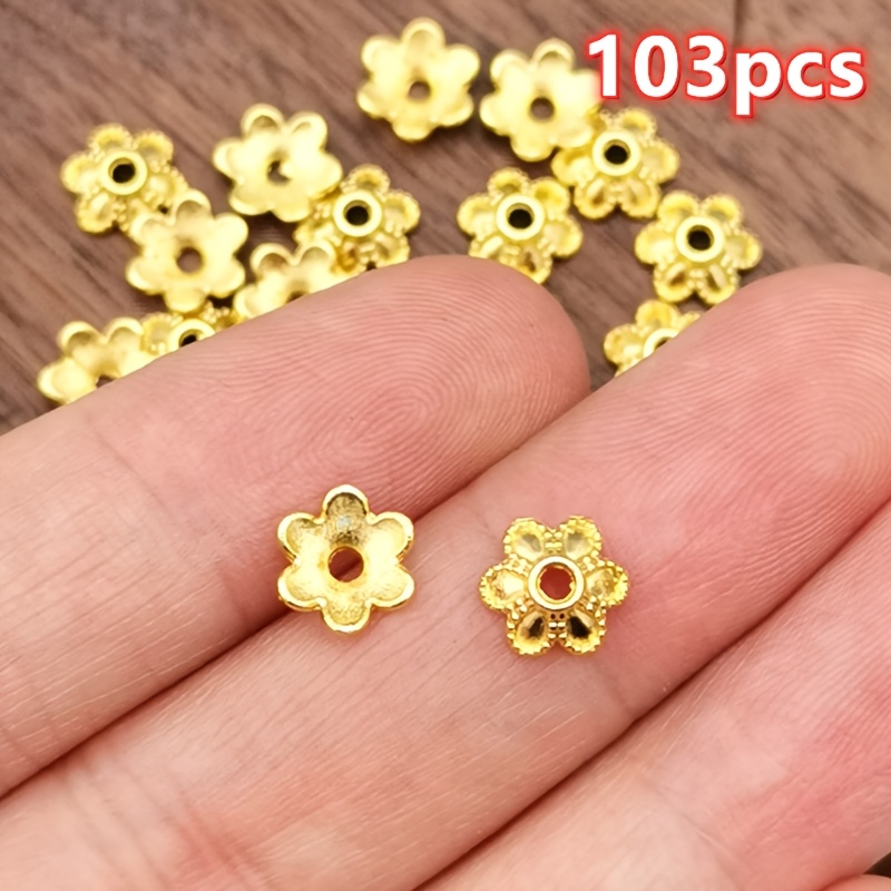 TEMU 103pcs Multicolor Flower Bases, Bead Bases, Flower Caps, For Diy Necklaces, Bracelets, Earrings, Bag Charms, Bohemian Style, Usable As Phone