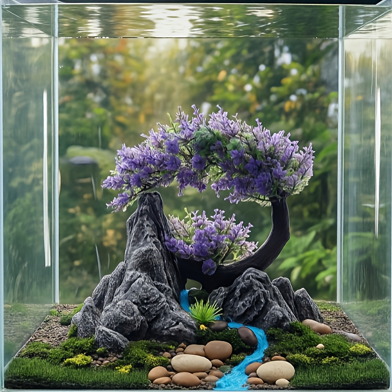 an elegant purple     with a   tank ornament a high quality artificial plant decoration that serves as an underwater landscape accessory
