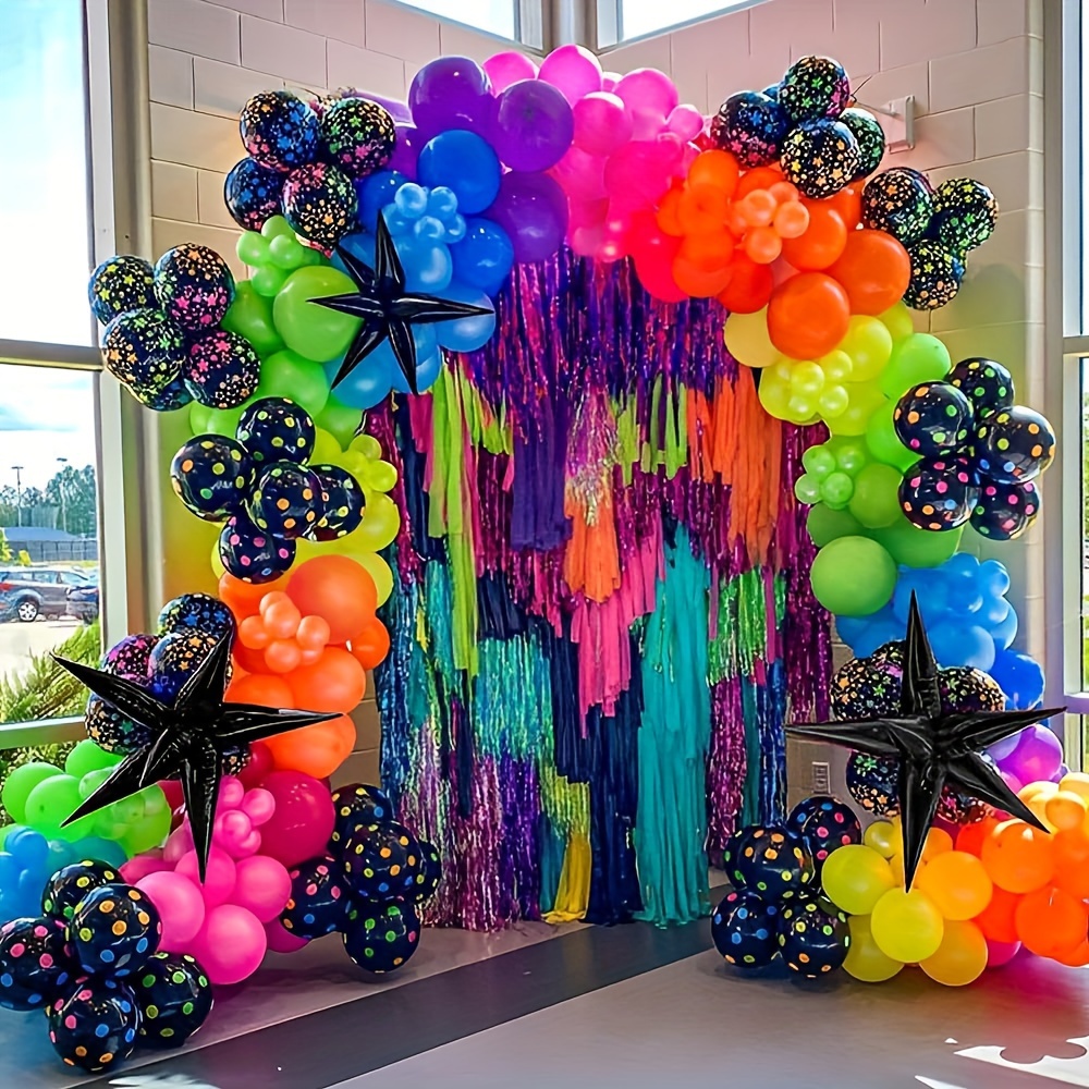 

165pcs, Rainbow Balloons Arch Garland Set With Uv Light Fluorescent Fluorescent Balloons, Glow In The Dark Party Let's Glow Birthday Wedding Back To The 80s 90s Disco Party Decorations
