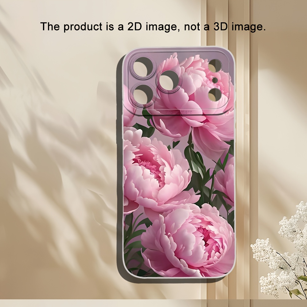 TEMU Elegant Pink Peony Floral Phone Case For Iphone 17/16/15/14/13/12/11/xs/xr/x/plus/pro/promax, A Thoughtful Gift For