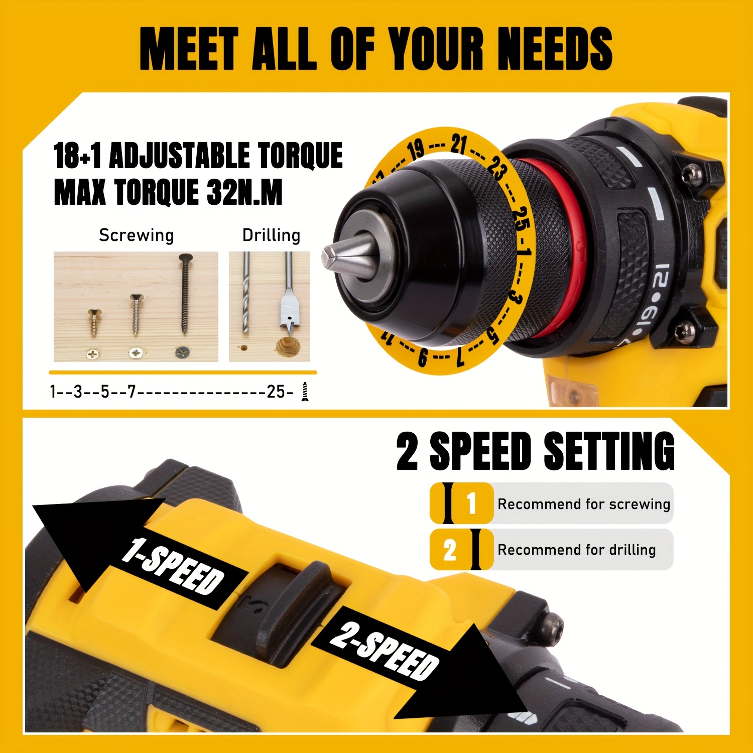 kit de herramientas eléctricas   - taladro inalámbrico con 2 baterías de 2x1,5ah, múltiples accesorios para mejoras  ,   y portátil, ideal para proyectos diy, kit de mejoras  |conjunto de taladros versátiles|taladro de plástico   Detalles del producto 4