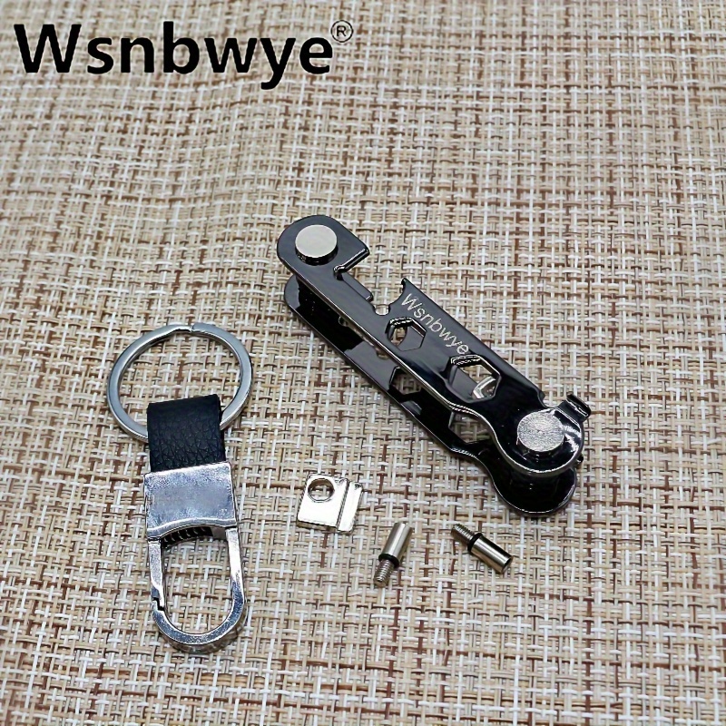 Wsnbwye Key Chain Key Holder Metallic Key Organizer Minimalist Compact Keyholder With Key Ring - Black