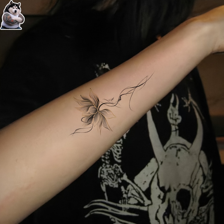 for lotus tattoo sticker waterproof   spider lily chest shoulder and collarbone temporary tattoo waterproof sweatproof and rub resistant
