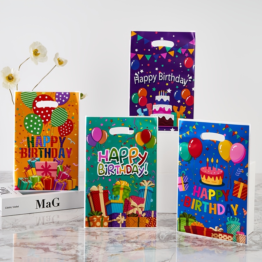 TEMU Gift For Her/him 30pcs Set Of 4 Styles Birthday Themed Tote Bags, Birthday Party Decorations, Snack And Candy Tote Bags, Party Favor Gift Bags,