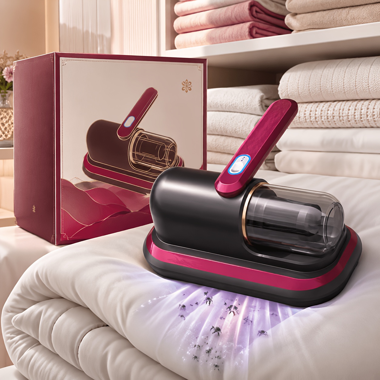 TEMU 8kpa Rechargeable Handheld Bed Vacuum Cleaner, Washable Filter For Deep Cleaning, Handheld Vacuum Cleaner, Cordless Mattress Vacuum Cleaner,