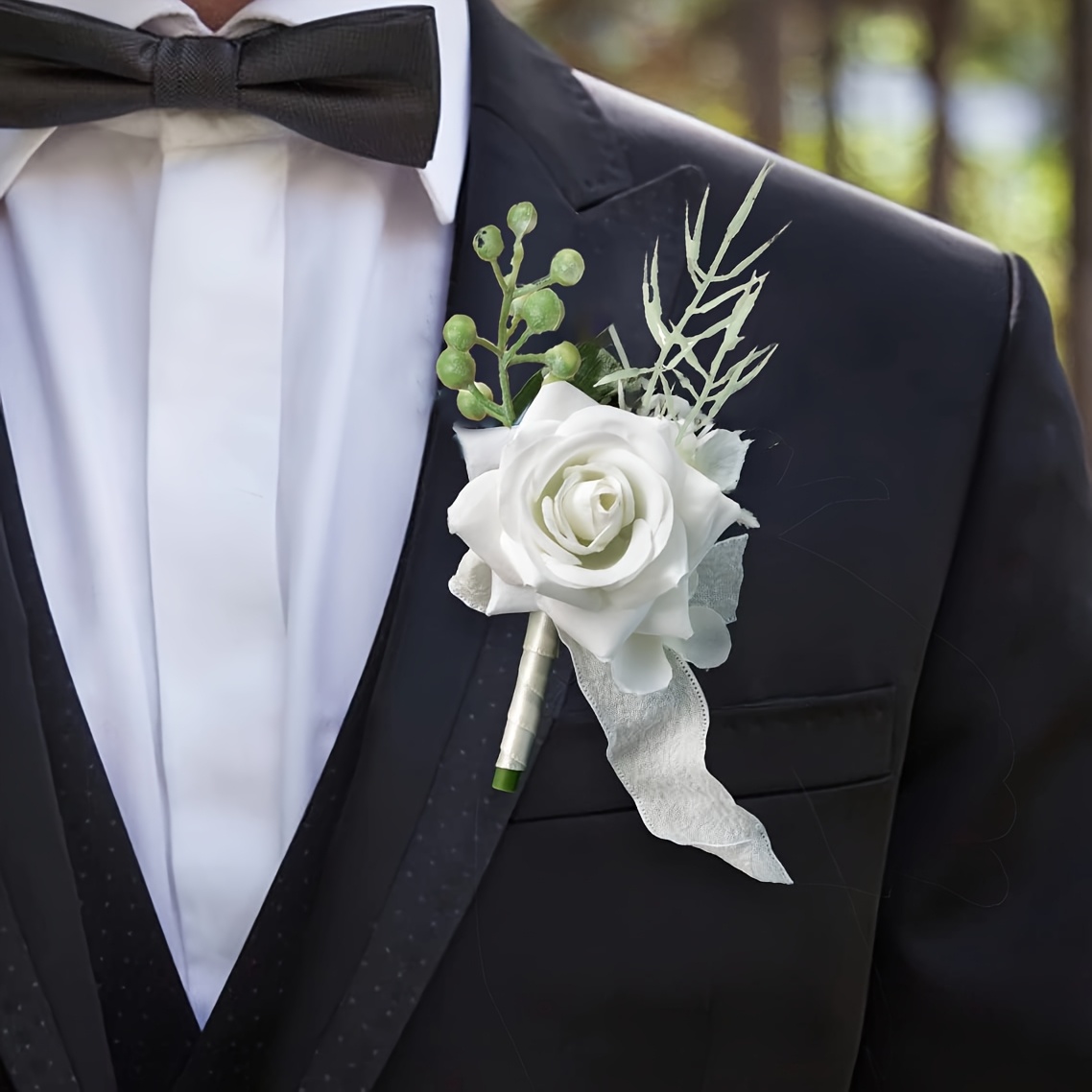 Ansteckblume Set Für Hochzeit & Ball - Künstliche Calla & Rose Mit Armbänder Für Herren