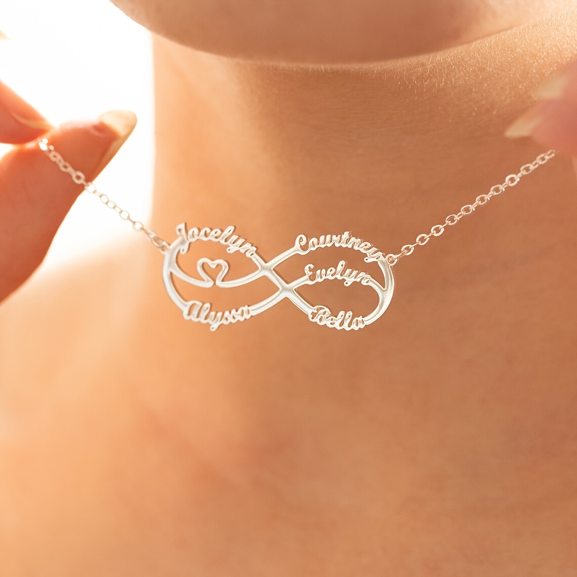 Custom Multi-Name Infinity Pendant Necklace, 304 Stainless Steel