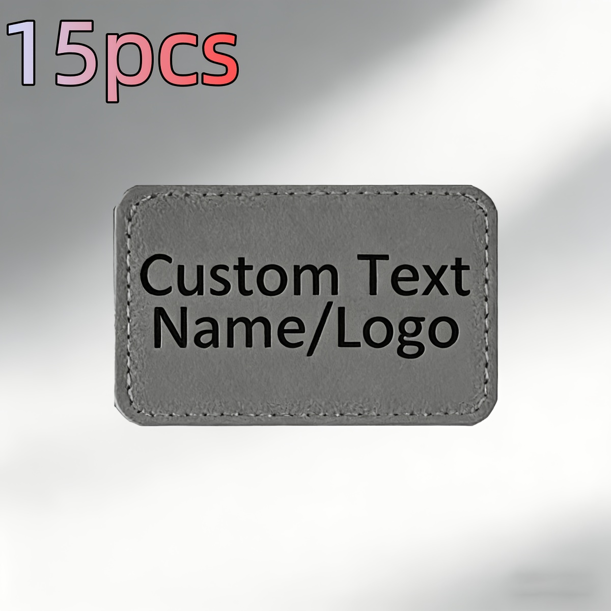 TEMU 15 parches de cuero sintético grabados con láser personalizados, etiquetas de cuero sintético personalizadas, parches de tela para coser,