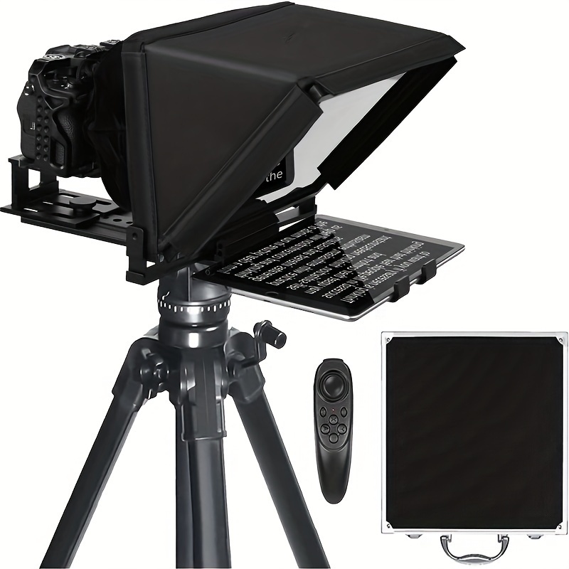 

14 Inch Teleprompter For Ipad, Smartphone, Dslr Camera, Collapsible With Carry Case, Easy To