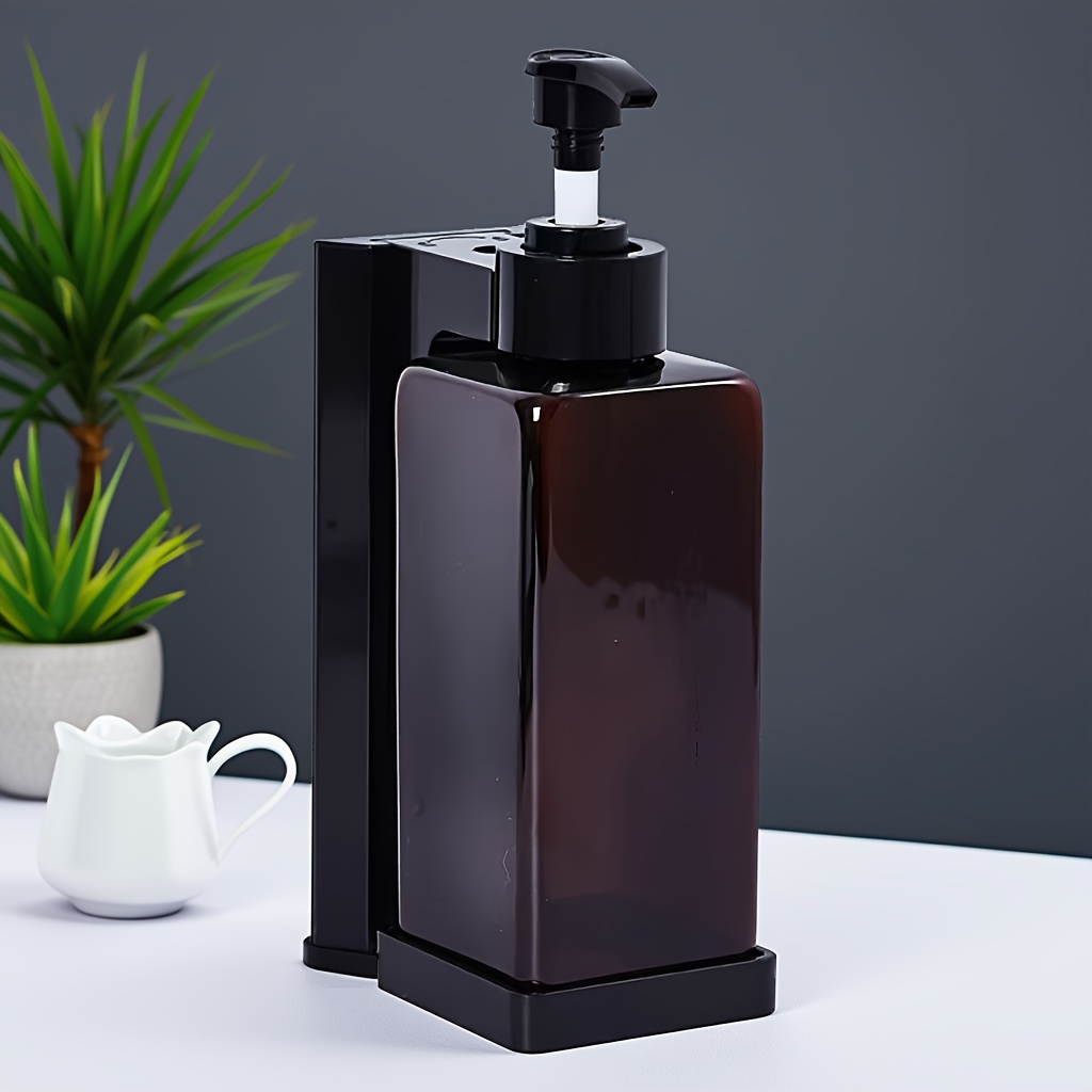 TEMU Le distributeur de savon mural carré couleur thé à tête unique de 300 ml est facile à installer et à utiliser. Presser le liquide.