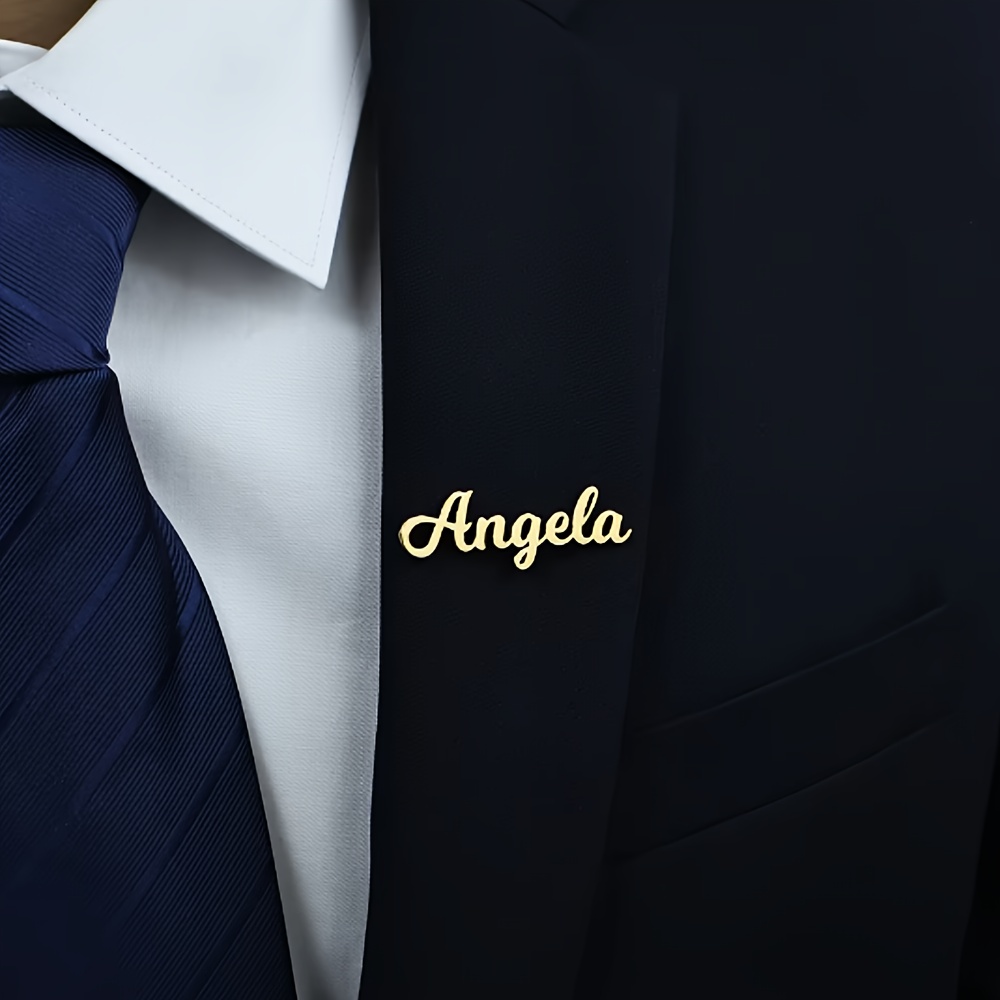 

Custom Engraved Stainless Steel Name Brooch - Elegant Golden "angela" Pin, Perfect Fashion Accessory Gift For , Ideal For Parties And Gifting