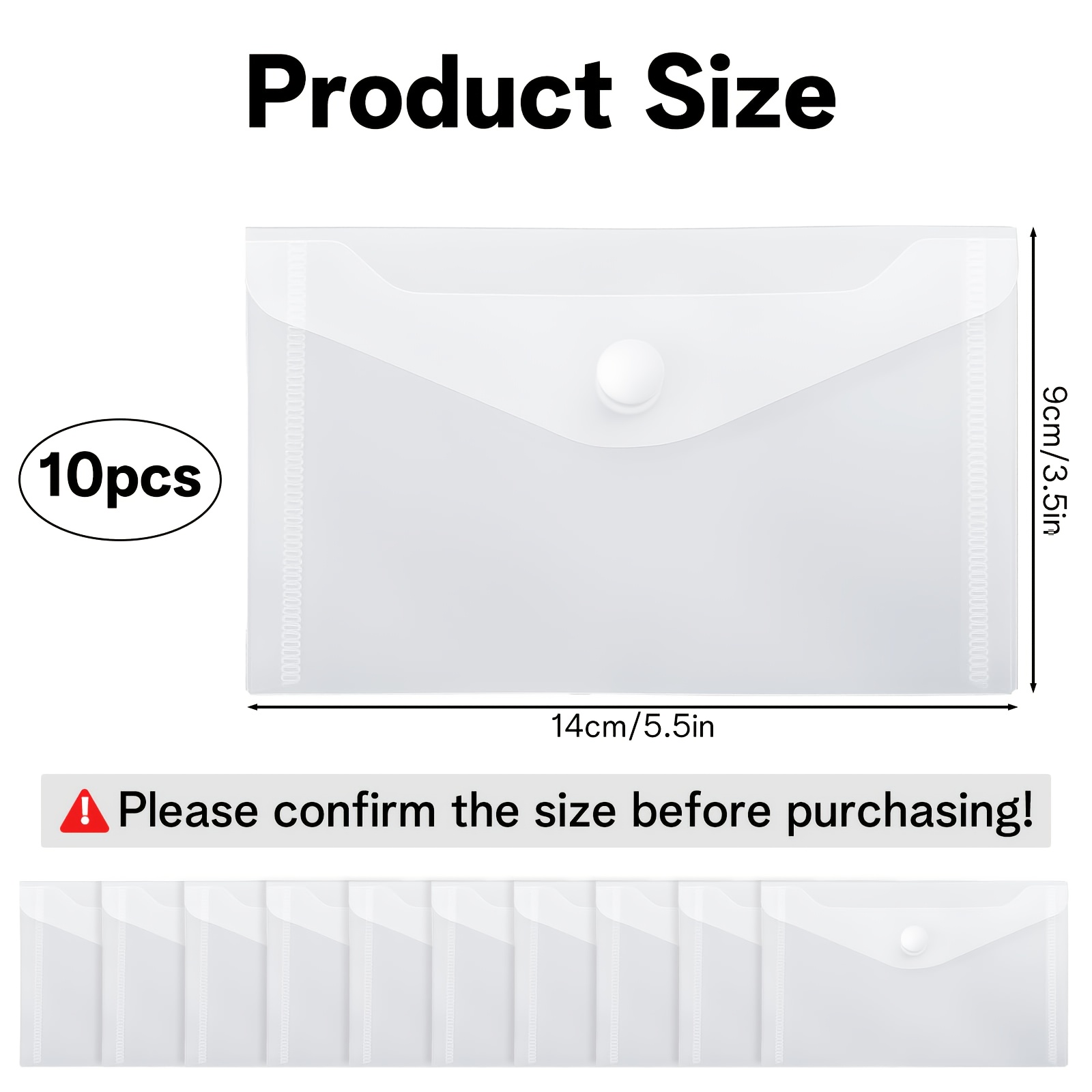 TEMU Lot de 10 enveloppes en plastique avec fermeture à pression, adaptées au stockage de timbres, matrices, coupons, reçus - Poches à fermeture à
