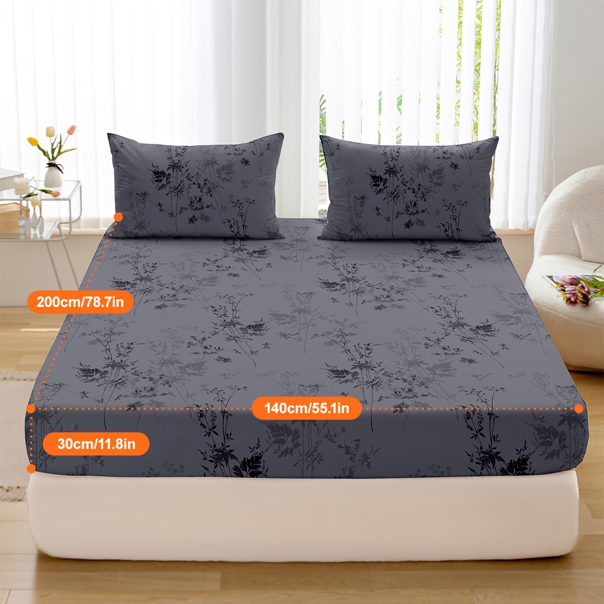 TEMU 1pc Bamboo Kongye Plain Print Single Fitted Sheet