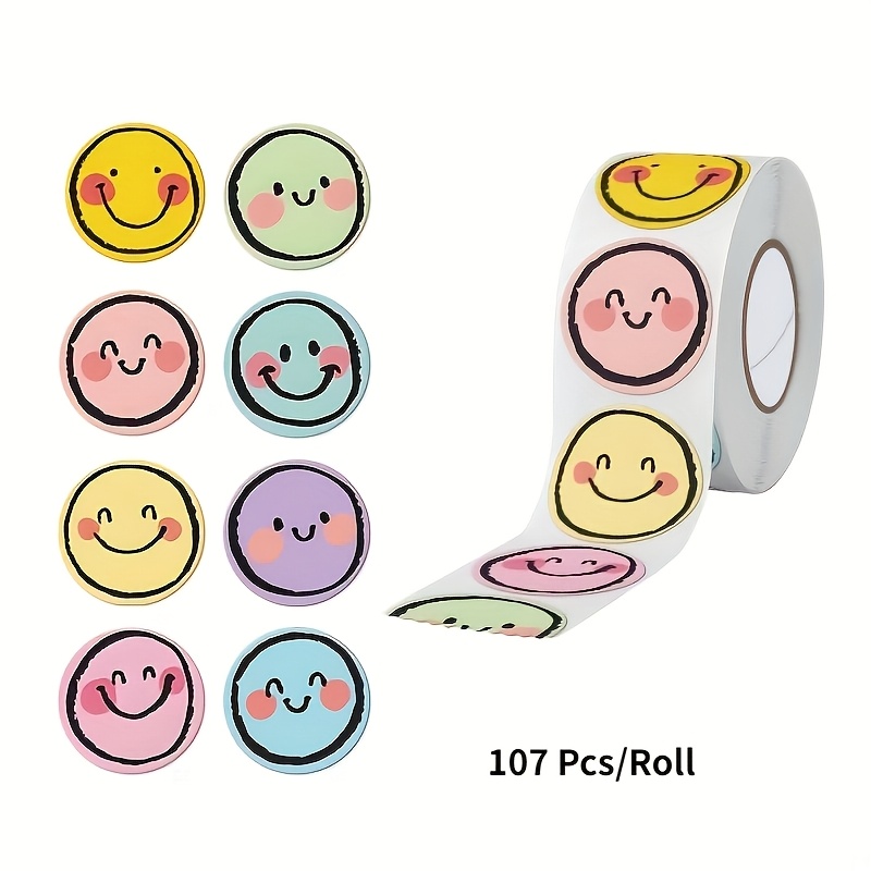 TEMU 107 pegatinas faciales , una de 1.0 , ideales para álbumes de recortes, etiquetas de regalo y sellos de sobres. pegatinas redondas de papelería
