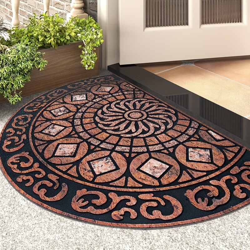 

1pc Anti-slip Front Door Mat Outdoor Entrance, Heavy Duty Door Mat Half Round Carpet For Outdoor Entrance, Welcome Mat For Indoor Half Round Door Mat With Anti-slip Rubber Rug