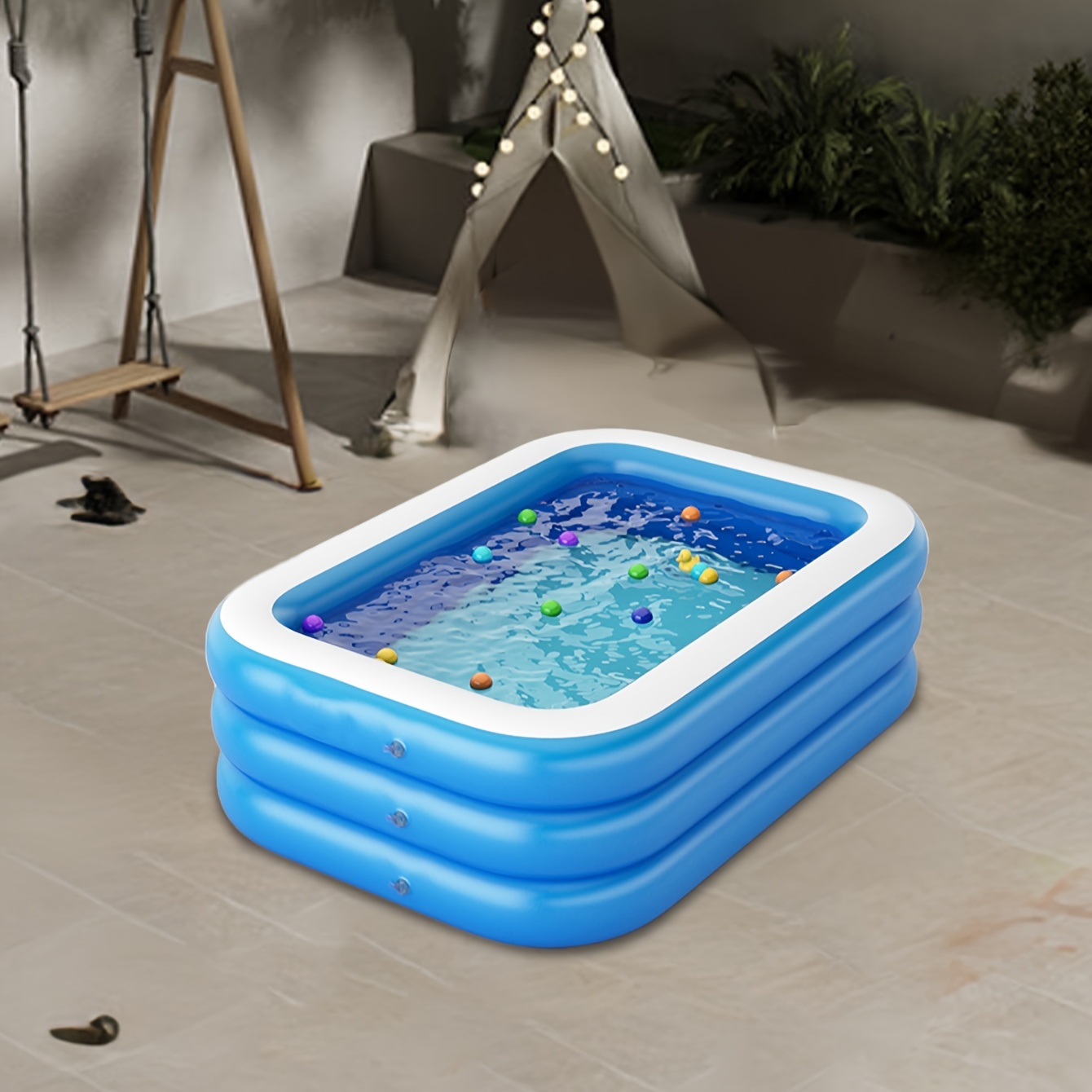 

Extra-large Inflatable Swimming Pool For Adults - Durable Pvc, Multi-component Set, Blue & White, Perfect For Outdoor Garden And Yard Fun, 102x55x23 Inches Inflatable Pool Pool Floats For Adults