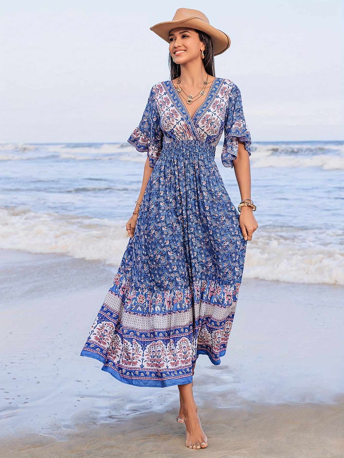 chinese dress ladies Islamic Women Printing Casual Long Dress