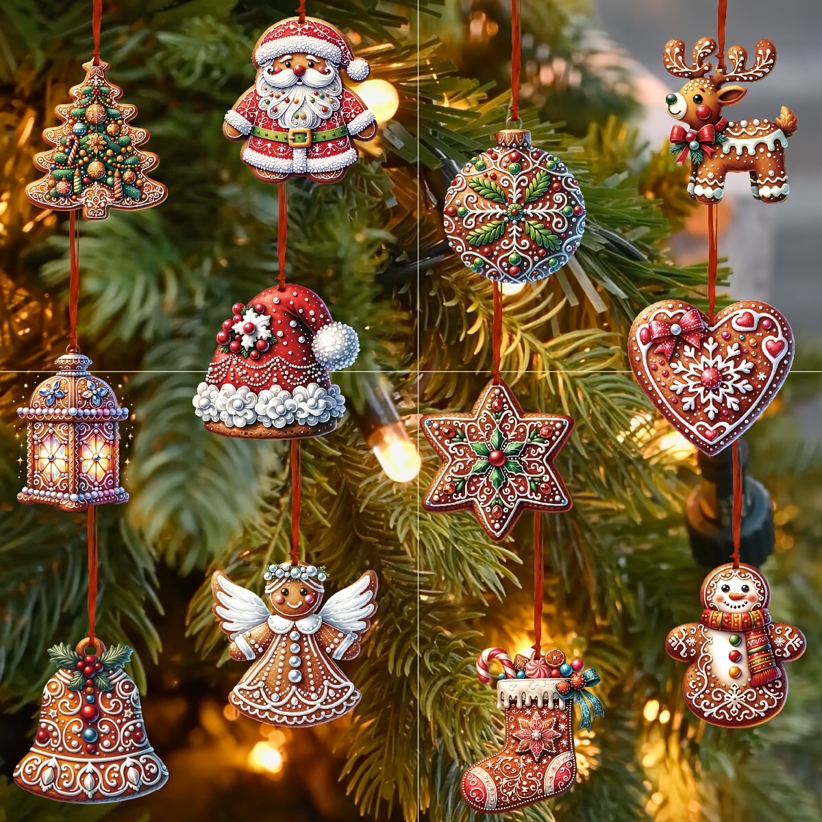 

24-pack Christmas Gingerbread Ornaments - Paper Decorations For Use, Non-electric, Featherless, Christmas & Universal Tags