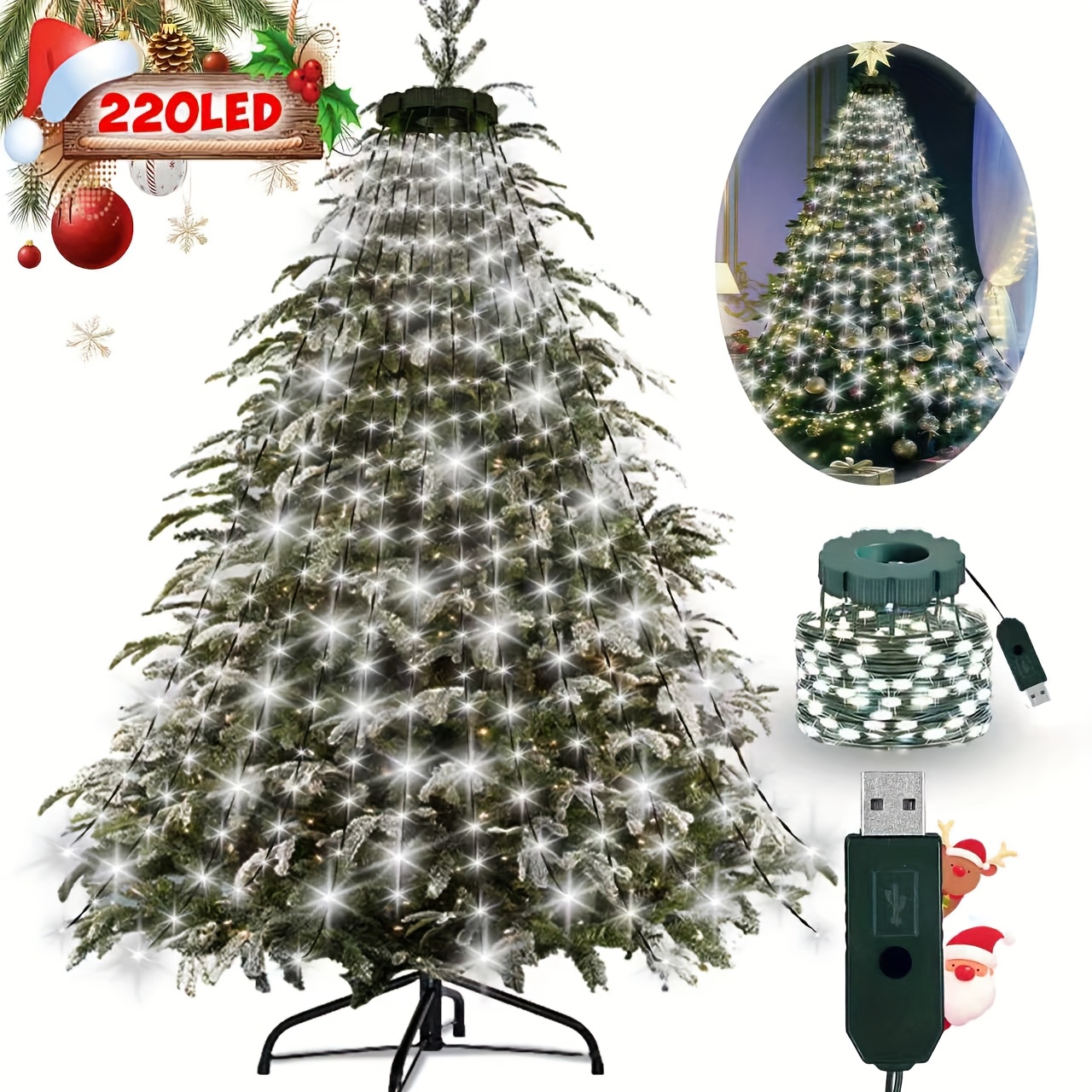 400/220led inomhus julgransbelysning 11/20 strängar 2m - Temu Sweden