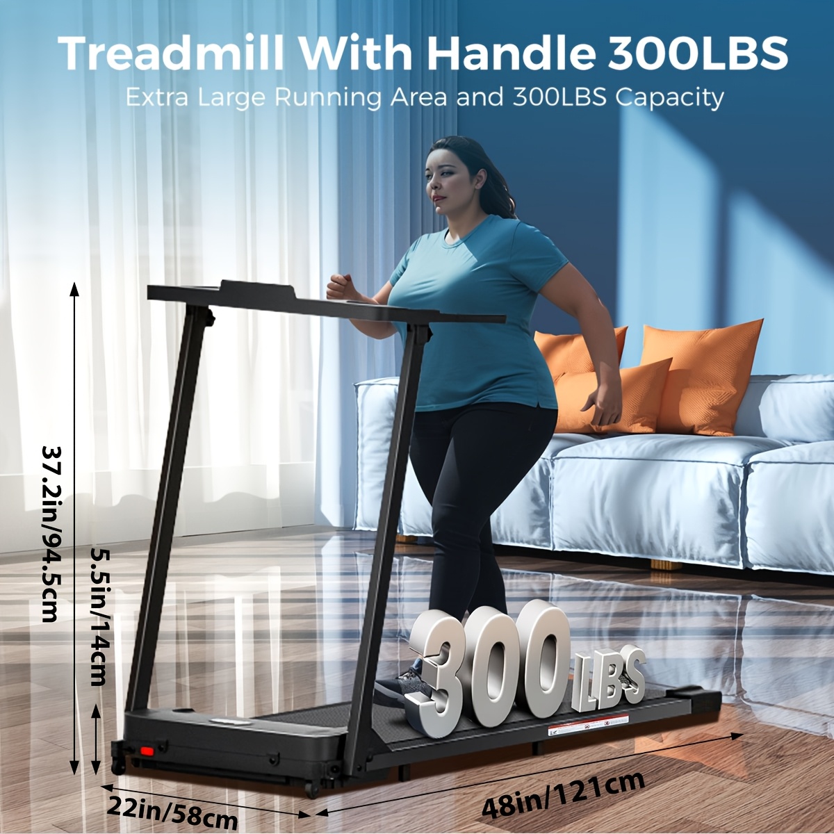 portable home treadmill load bearing 300 lbs foldable Temu
