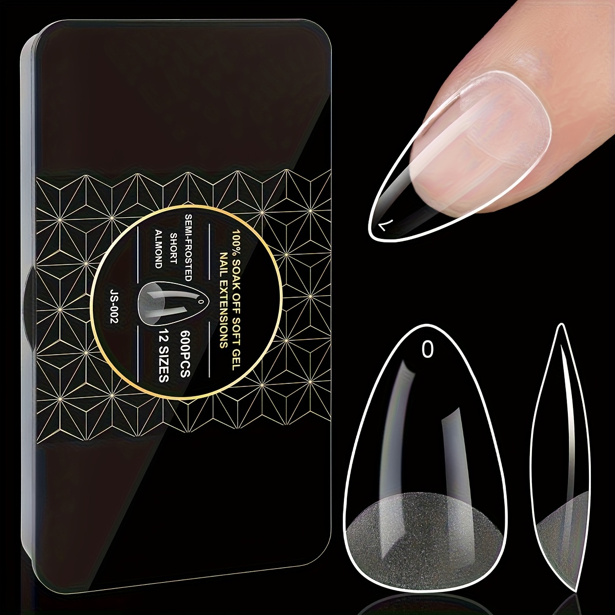 E-shop 600 Stück Soft Gel für Nagelspitzen, Halbmatte Klar Acryl für Nagelspitzen, Vorgeformte Falsche für Nagelspitzen für Nagelverlängerung, Maniküre