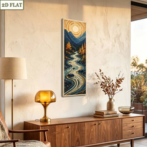 item picture 2d flat panoramic wall art mountain scenery canvas print vintage tone home decor loft spaces and room wall areas gift option for outdoor loving friends 2d flat