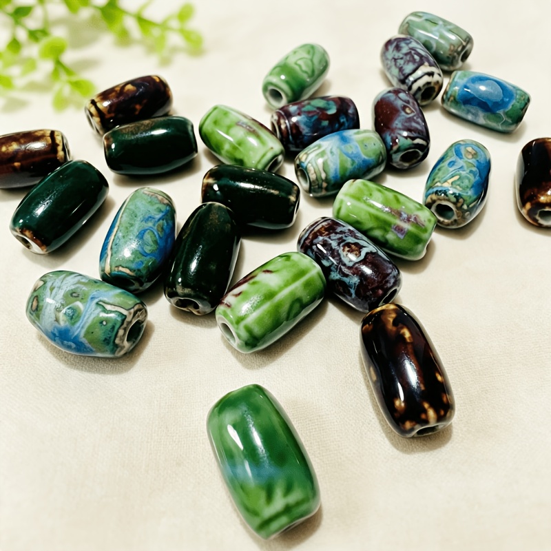 12/16pcs Vintage Ceramic Barrel Beads for Jewelry Making