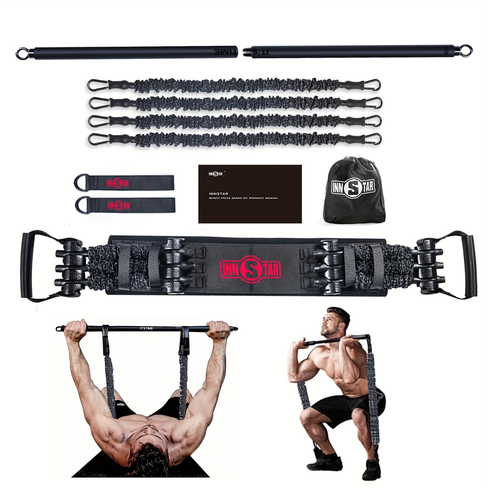 Gym Portable Home Gym Training Set Press Squat Bands With  Cover, Full Body Workout Fitness