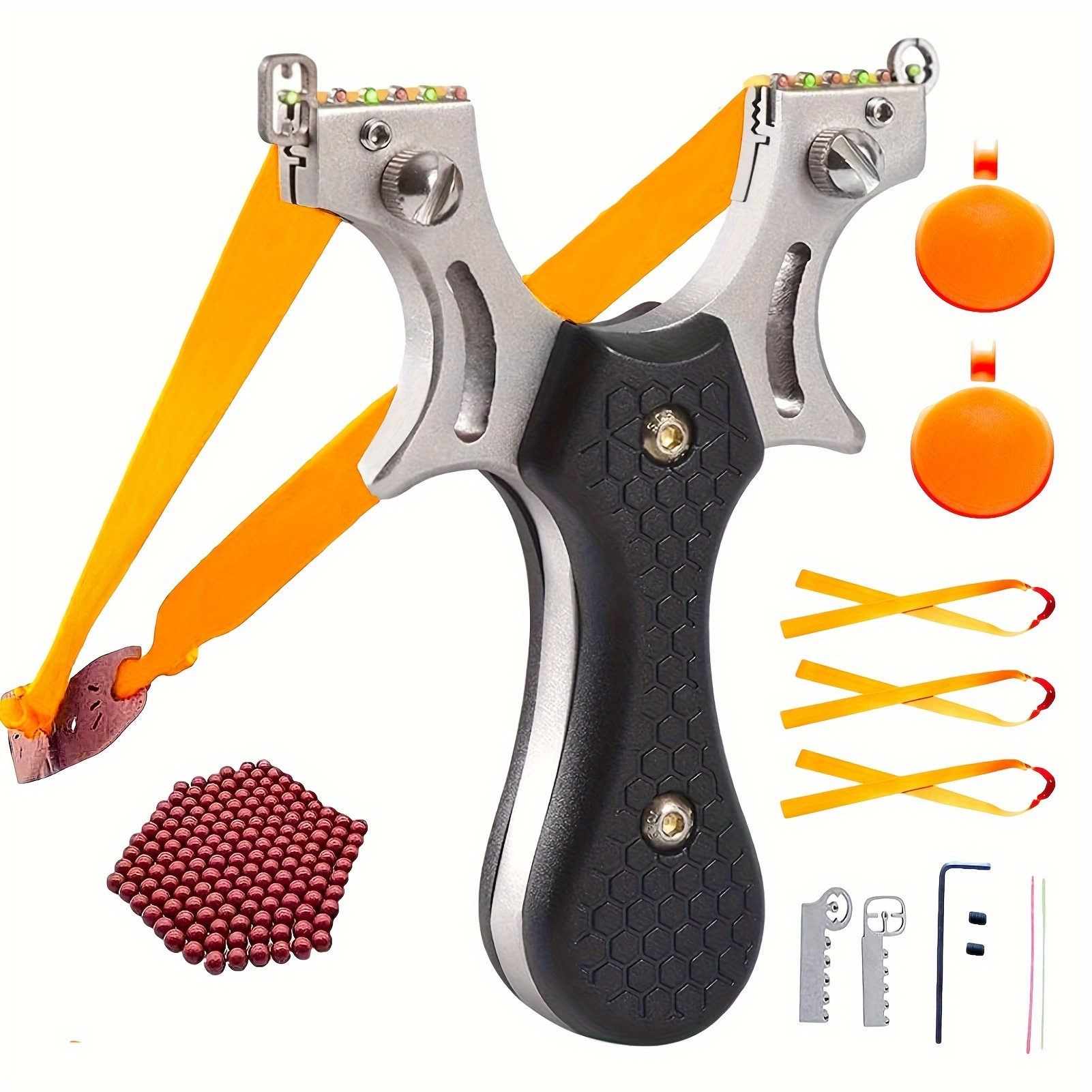 outdoor slingshot catapult tool set with rubber bands steel balls and target for practice details 1