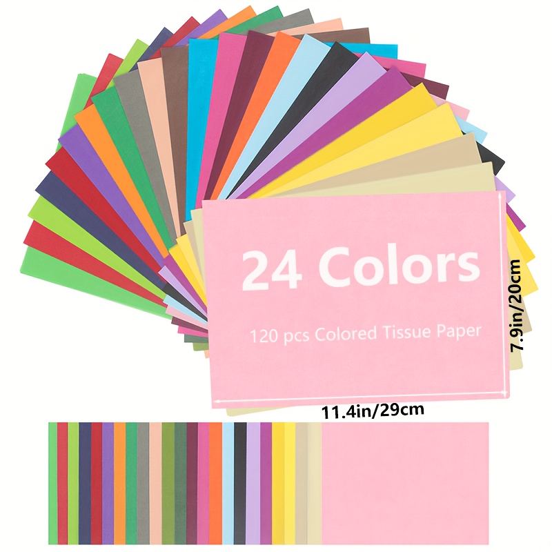 

[120pcs Colorful Paper Sheets] 120pcs Owlkela Ultra-thin Paper Sheets, 24 Assorted Colors, 11.4" X 7.9", Premium Art Paper For Crafts, Gift Bags, Party Decorations, And