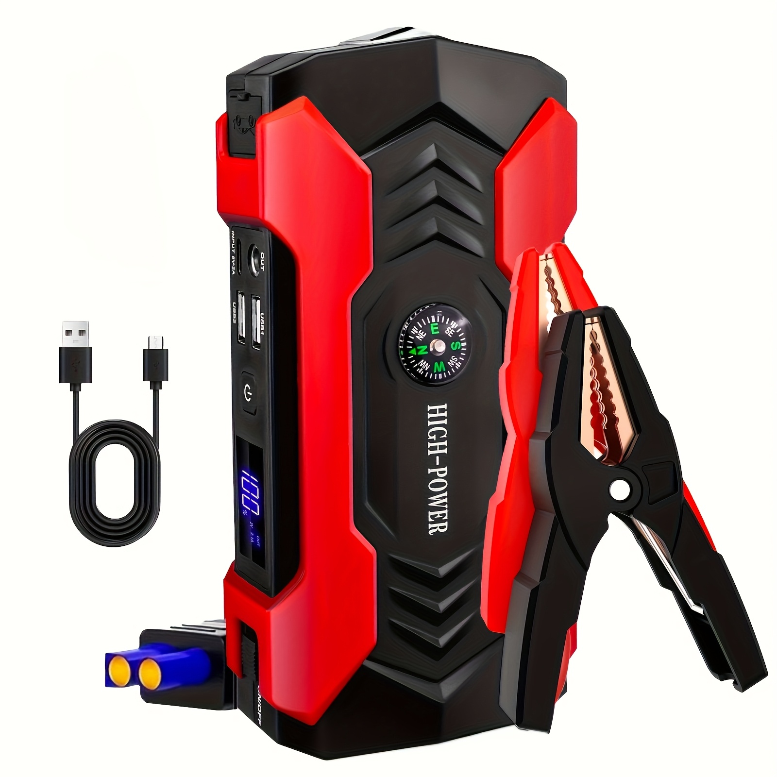TEMU Car Jump Starter, 7000a 29800mah Car Battery Charger, Jump Box Jumper Battery Pack (up To 10l Gas Or 8.5l ) With Portable Charger, Emergency Led