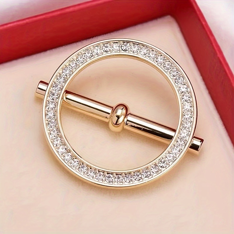 

2pcs Elegant Round Hollow Design Buckle Rhinestone Inlaid Buckle For Clothing Accessories