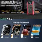 portable car air compressor jump starter with led emergency light 3000a peak power 12v for gas diesel engines usb digital tire inflator red insulated material fast charging car accessories tools vehicle accessory insulated body