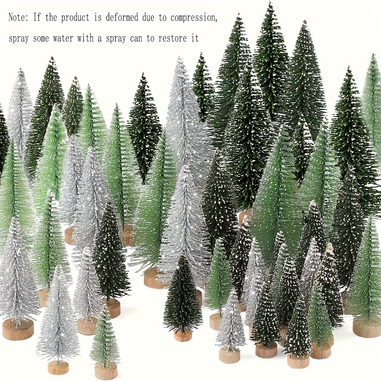 Temu – TEMU 30pcs Mini Christmas Trees – Artificial Christmas Brush Trees Christmas With 5 Sizes, Sisal Snow Trees With Wooden Base For Christmas Decor