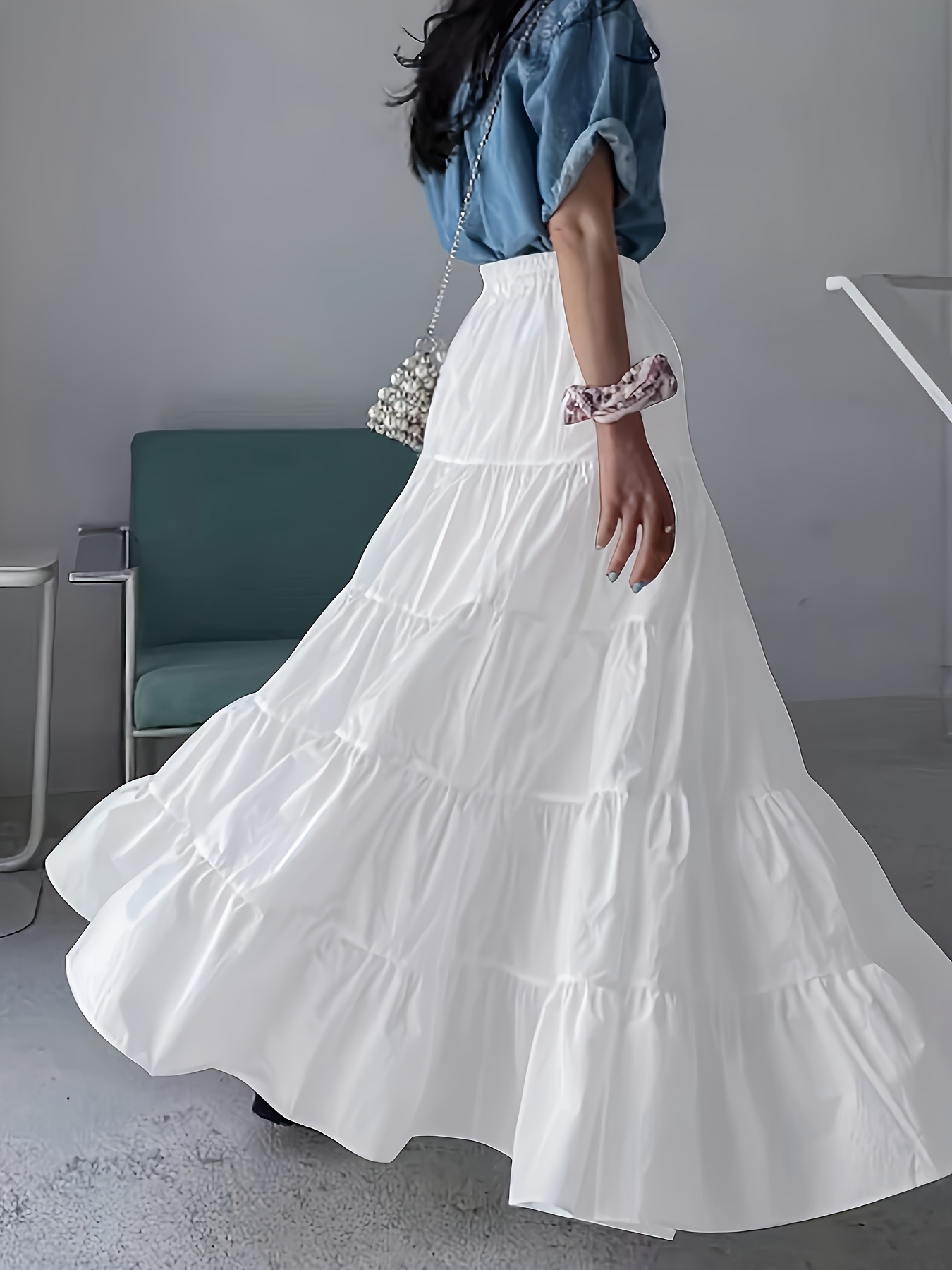 white flared half skirt dance parties prom - Temu Mauritius