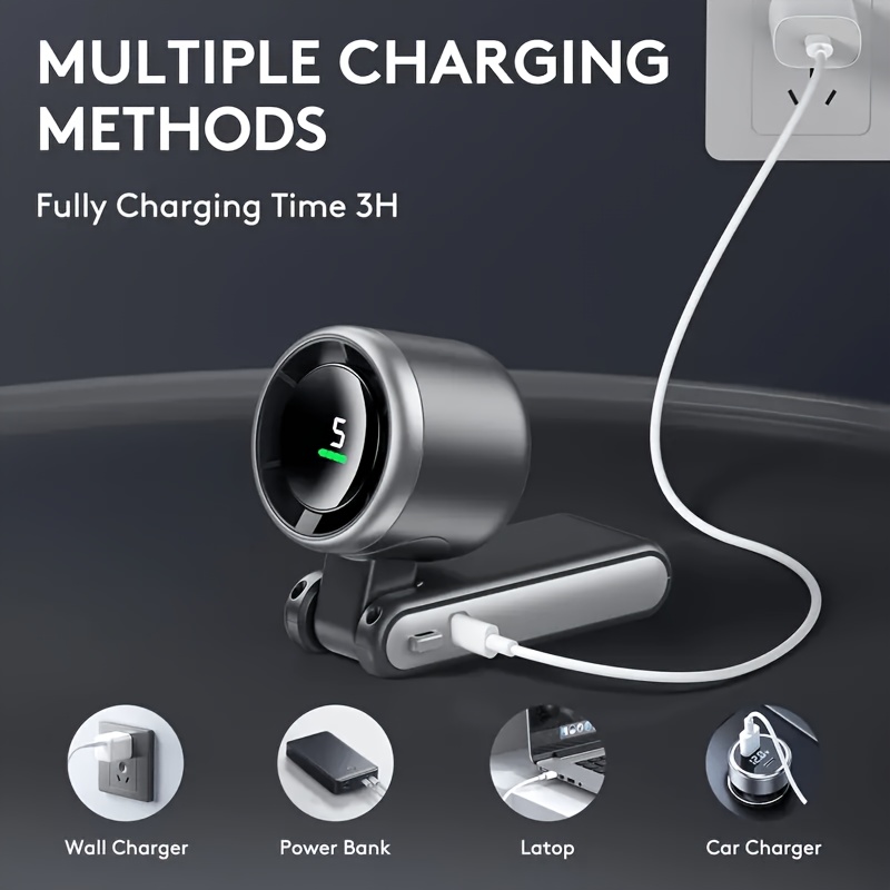 Portable Mini Handheld USB Rechargeable Fan Suitable for All Seasons, 5-Speed Adjustable Personal Cooling Fan with Smart LED Display, Quiet Operation & Long Battery Life, USB- for Travel,, Office, for and -the- Use