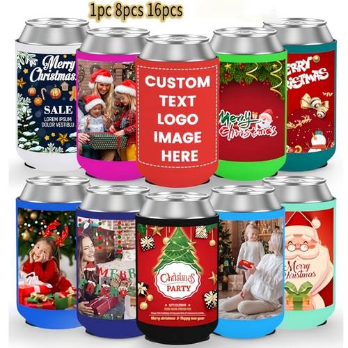 customizable beer sleeves for 1pc 8pcs or 16pcs along with drink insulation sleeves that personalized with names photos and make for gifts for birthdays and weddings