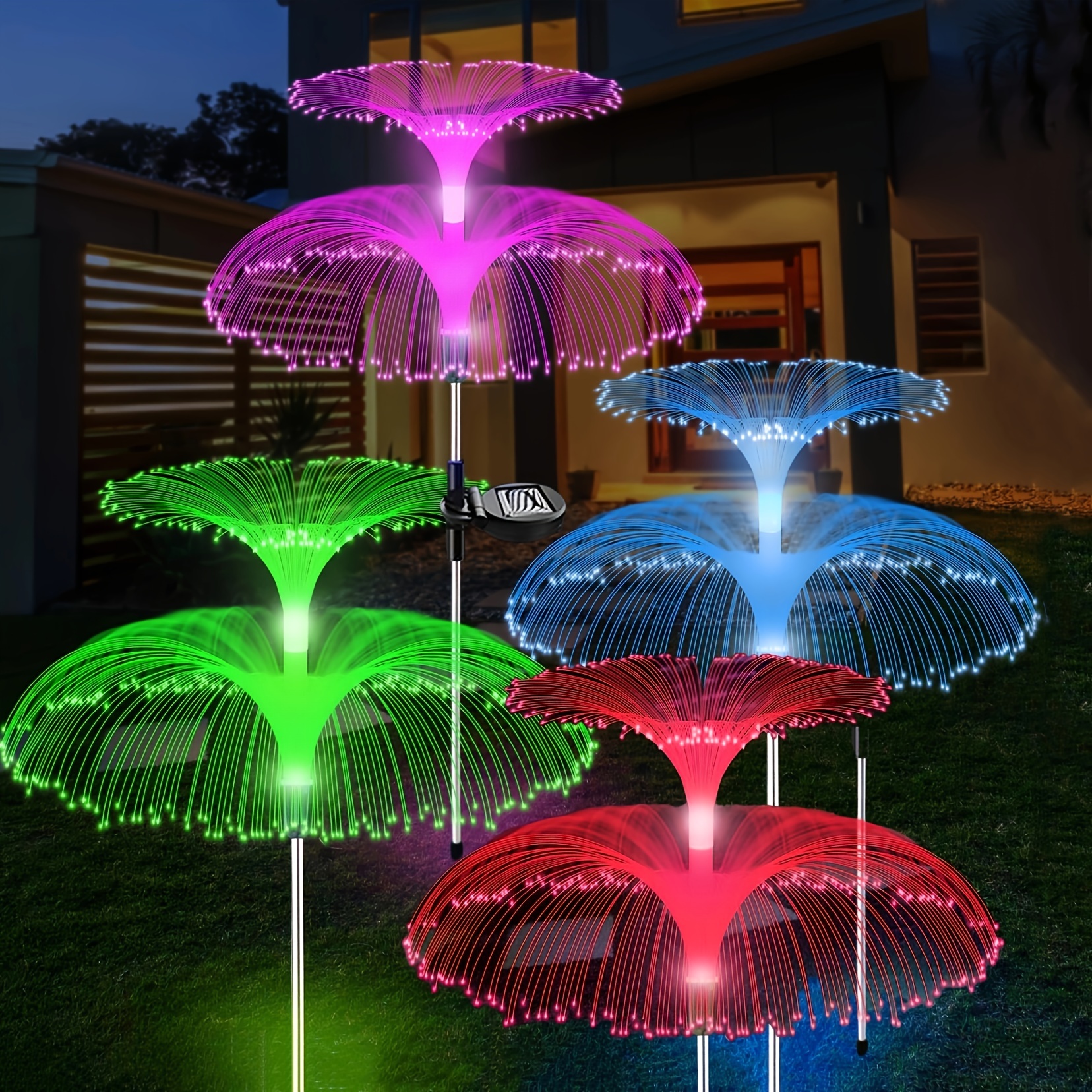 

1pc, Double Layered Jellyfish Solar Flower Light Outdoor - Solar Outdoor Light With 7 Color Transformation Double Layered Jellyfish Garden Outdoor Decoration, Party Atmosphere Light Decorative Light