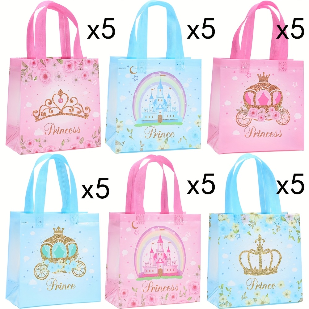 E-shop Geschenk für Sie/Ihn 30 Prinzessinnen-Party-Geschenktüten aus Vliesstoff mit Griffen, Größe 7,87 Zoll x 7,67 Zoll x 3,54 Zoll. Diese