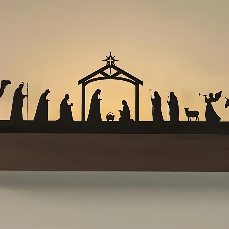 TEMU 1pc Christmas Nativity Scene Metal Freestanding Ornament | Christmas Decoration | Fireplace Holiday Decor | Christmas Decor | Decoration,
