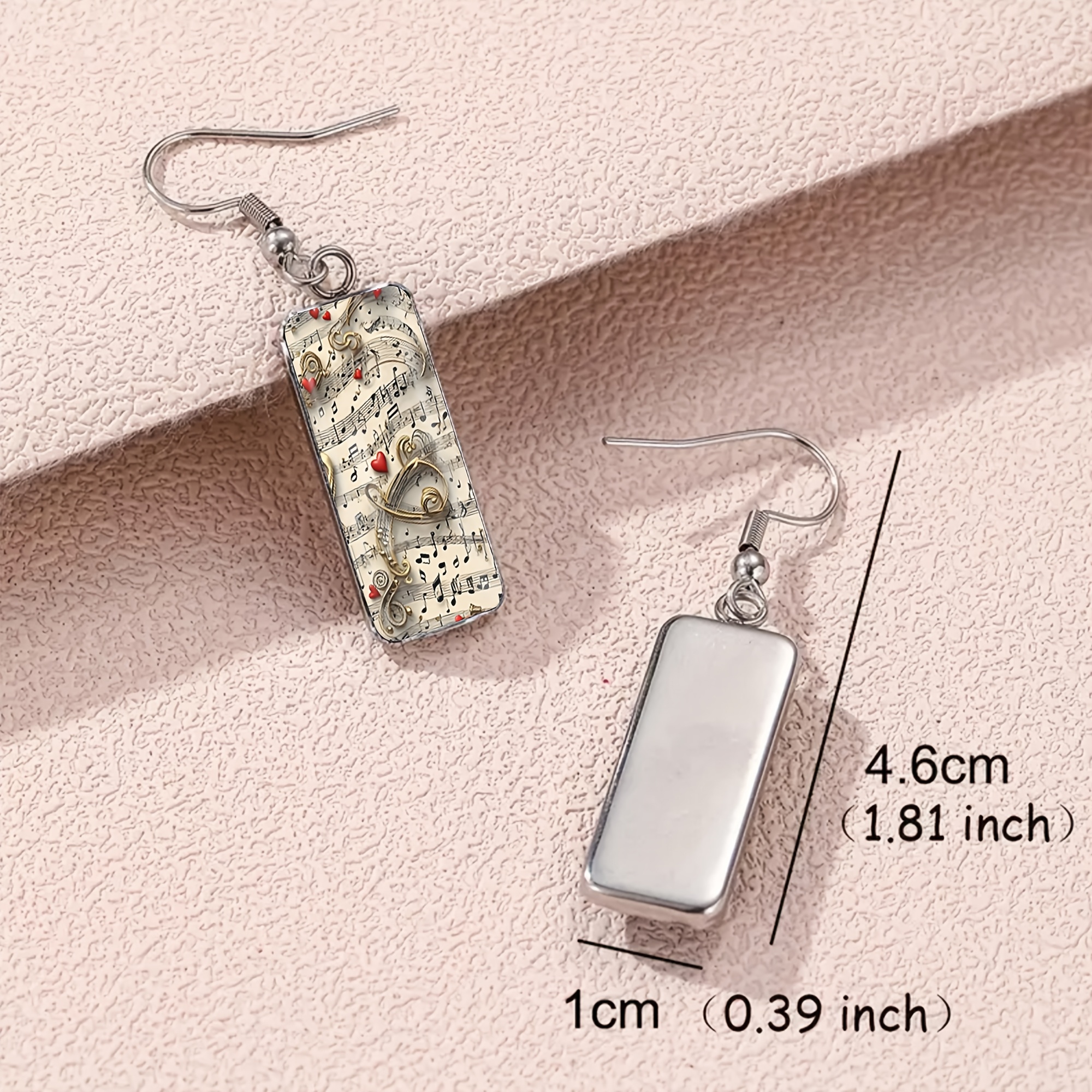 Golden Treble Clef Heart Pattern Long Bar Earrings