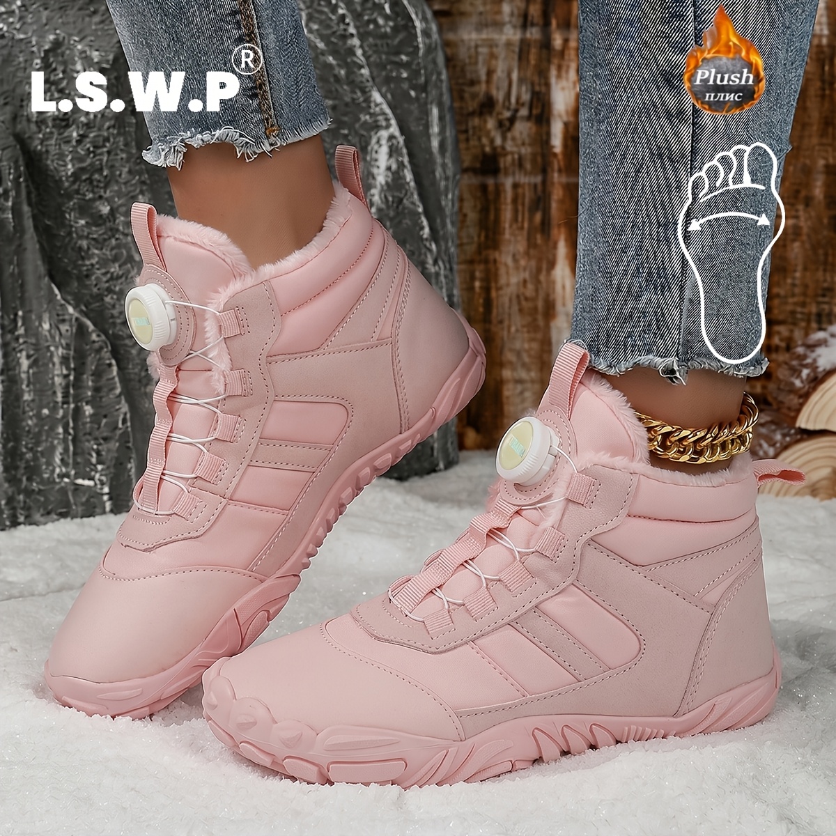 Women's Plus-Size Wide Toe Hiking Boots with High Cushion