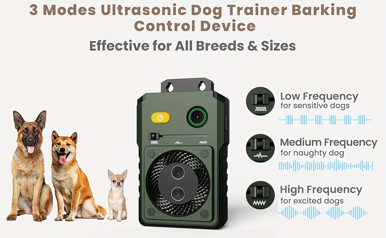 15 meter ultralydskontrolenhed til hundegøen, 3 sikker afskrækkende, automatisk genopladelig med 2 sendere, USB-opladning, lithium-polymer-batteri, anti-gøenhed til indendørs og udendørs brug. Produktdetaljer 3