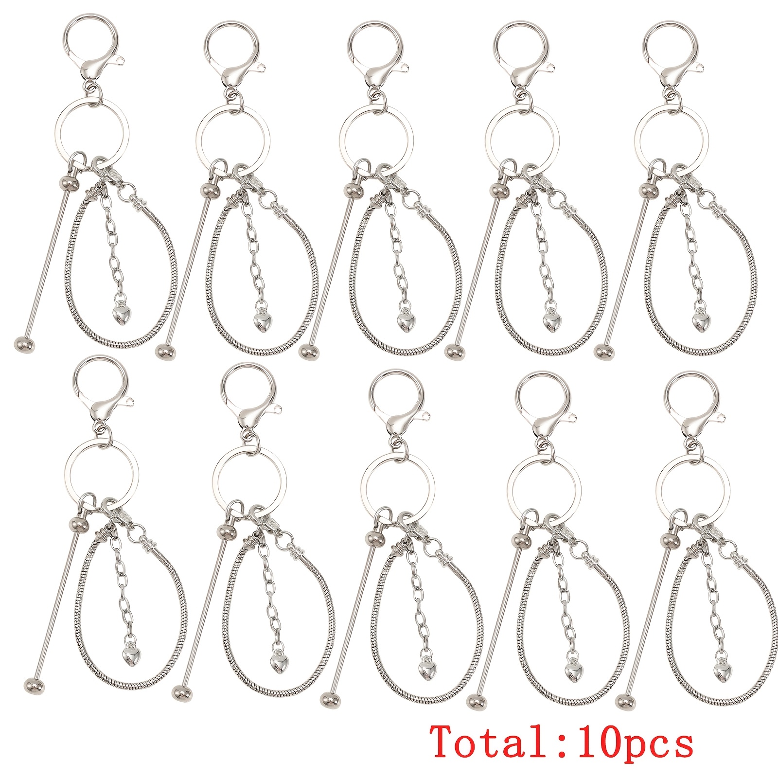 TEMU 10pcs Women Keychain Snake Chain Sets | Single Beaded Key Ring Kit, For Making, Bag Hangers | Suitable For Weddings, Parties, Graduation