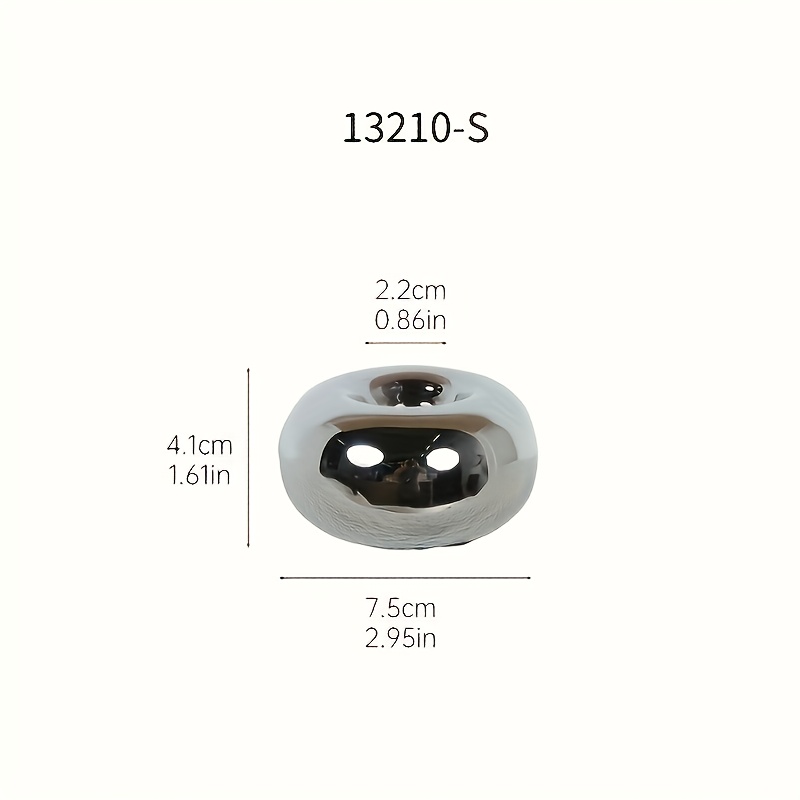 TEMU 1pc Modern Minimalist Ceramic Silvery Tea Candle Holder Ornament, Creative Golden Round Candle Base, Instagram-style Christmas Home Holiday